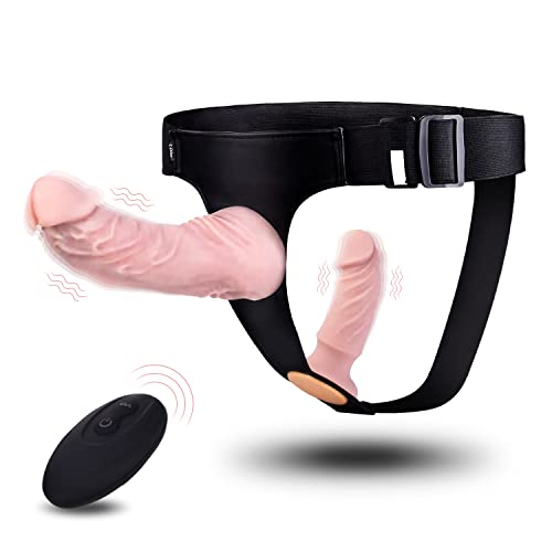 Harness Strap-On Vibration Realistic Dildos - Adjustable Strapless Strap-On Dildos with 10 Modes & 3 Dildos Silicone Anal G-spot Stimulation Sex Toys for Women Couples Lesbian | Remote Control