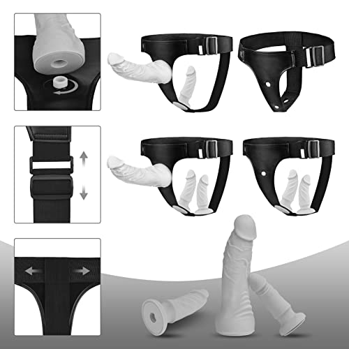 Harness Strap-On Vibration Realistic Dildos - Adjustable Strapless Strap-On Dildos with 10 Modes & 3 Dildos Silicone Anal G-spot Stimulation Sex Toys for Women Couples Lesbian | Remote Control