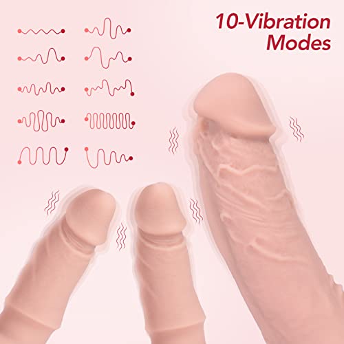 Harness Strap-On Vibration Realistic Dildos - Adjustable Strapless Strap-On Dildos with 10 Modes & 3 Dildos Silicone Anal G-spot Stimulation Sex Toys for Women Couples Lesbian | Remote Control