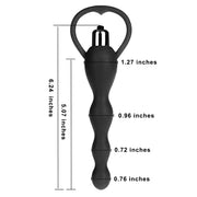 Vibrating Anal Beads Butt Plug, Graduated Design Silicone Anal Vibrator Waterproof G spot Anal Sex Toy for Men Women and Adult Couples (Black)