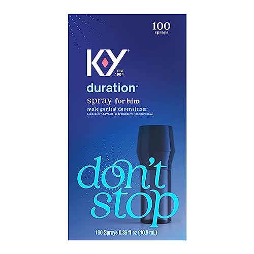 K-Y Duration Spray, Personal Male Genital Desensitizer Numbing Spray, Lidocaine Formula, Climax Control Delay Enhancer, 0.36 FL OZ (100 Sprays)