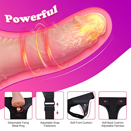 Harness Strap-On Vibration Realistic Dildos - Adjustable Strapless Strap-On Dildos with 10 Modes & 3 Dildos Silicone Anal G-spot Stimulation Sex Toys for Women Couples Lesbian | Remote Control