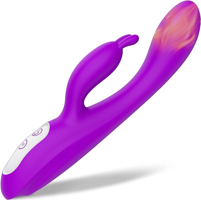 G Spot Couple Vibrator with Heating Function for Clitoris G-spot Stimulation,Waterproof Dildo with 9 Powerful Vibrations Dual Motor Stimulator for Women or Couple Fun