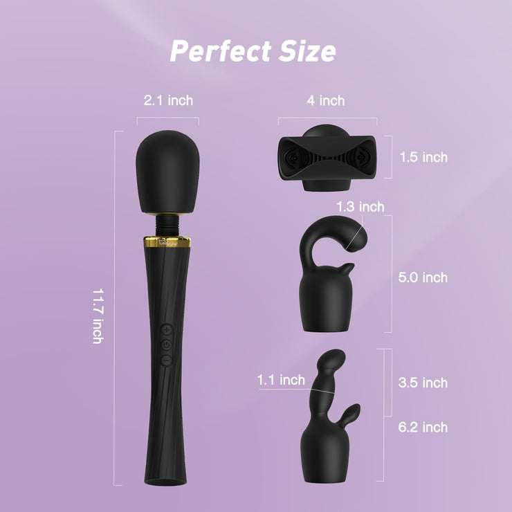 Tracy's Dog Adult Toys, Wand Vibrator Kits with 3 Attachments for Clitoral, G Spot, Anal Stimulation, Magic Cordless Powerful Vibrating Massager with 5 Vibrations &3 Speeds for Women Partner Sex Play