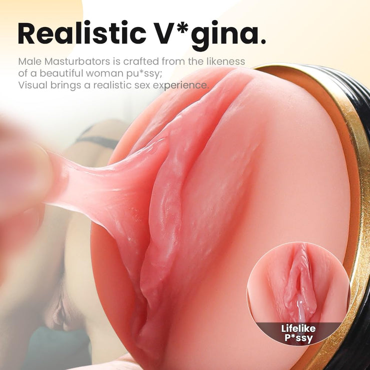 Male Masturbator Cup Sex Toy for Men,Pocket Pussy Realistic Vagina Textured with 7.5in Depth Lifelike Soft and Fleshy Texture,Penis Training Masturbators,Adult Toys Manual Massager