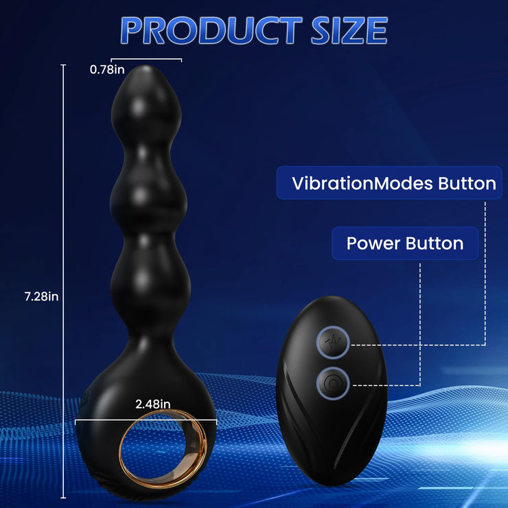Vibrating Anal Beads Butt Plug, Silicone Anal Plug with 10 Vibration Modes, Rechargeable Waterproof Adult Sex Toys & Games, Remote Control Anal Vibrators for Men, Women, Couples, Black