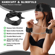 Sex Bondage Handcuff Blindfold-Wrist Restraints Sex Cuffs Bondage Blindfolds for Adults Play Satin Eye Mask-BDSM Bed Restraints Sex Straps Sex Toys for Couples and Women