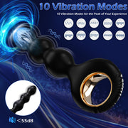 Vibrating Anal Beads Butt Plug, Silicone Anal Plug with 10 Vibration Modes, Rechargeable Waterproof Adult Sex Toys & Games, Remote Control Anal Vibrators for Men, Women, Couples, Black