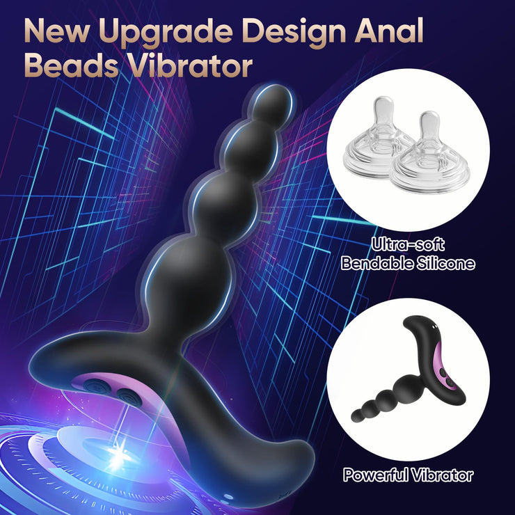 Sex Toys for Women and Men Anal Plug Vibrator Adult Toy Anal Beads Vibrater for Male Female Couple Anal Stimulator 10 Vibrations Anal Toys Vibrating Bullet Vibrator Sex Novelties Pleasure (Deep Black)