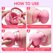 Sex Toy Nipple Toys Clamps - 3 Brush Heads Nipple Vibrator Manual Sucking with 10 Powerful Rotation Modes Stimulator Massager, Rechargeable Adult Sex Toys for Women Couples Pleasure