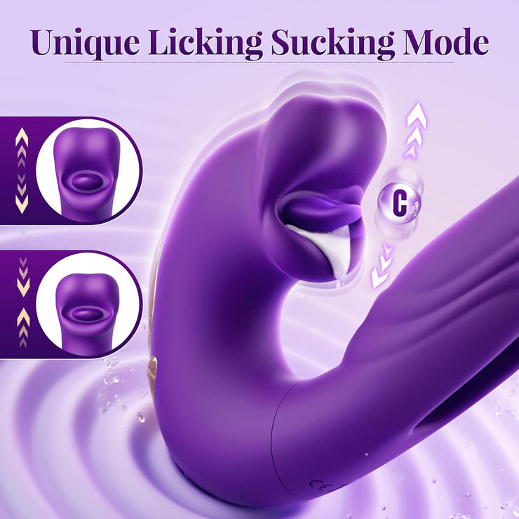 Thrusting Vibrator Sex Toys - G Spot Vibrator Women Sex Toys with 7 Flapping & Vibrating & Licking Modes Tongue Toy for Women for Clitoral Stimulation Thrusting Dildo Anal Sex Toys Adult Toys