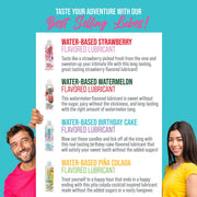 Lube Life Flavors Pack, Water-Based Flavored Personal Lubricants 8 x 0.3 Oz - Strawberry, Watermelon, Birthday Cake and Pina Colada lube for Men, Women and Couples, Made Without Added Sugars
