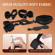 Sex Bondage Wrist & Thigh Cuffs BDSM Restraints Set,Sex Toys for Women Neck to Wrist Restraints Bondage Set,Adjustable Leg Straps Handcuffs,Handcuffs Collar,Blindfold for Bed SM Games Couple Play